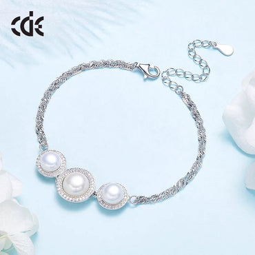 Sterling silver elegant 3 pearls bracelet - CDE Jewelry Egypt