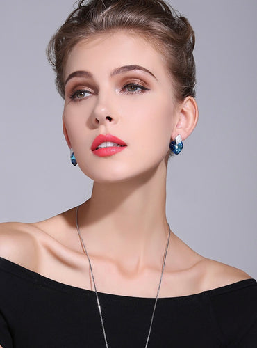The Swarovski Sapphire Crystal big Heart Earrings