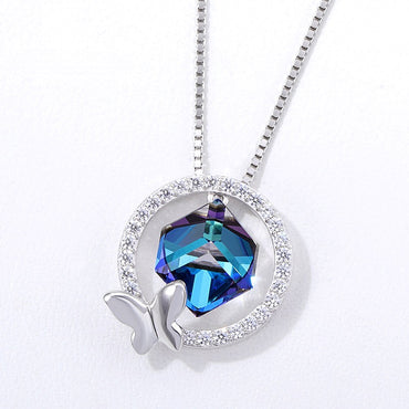 The dangling cubic Swarovski Crystal rounded with butterfly
