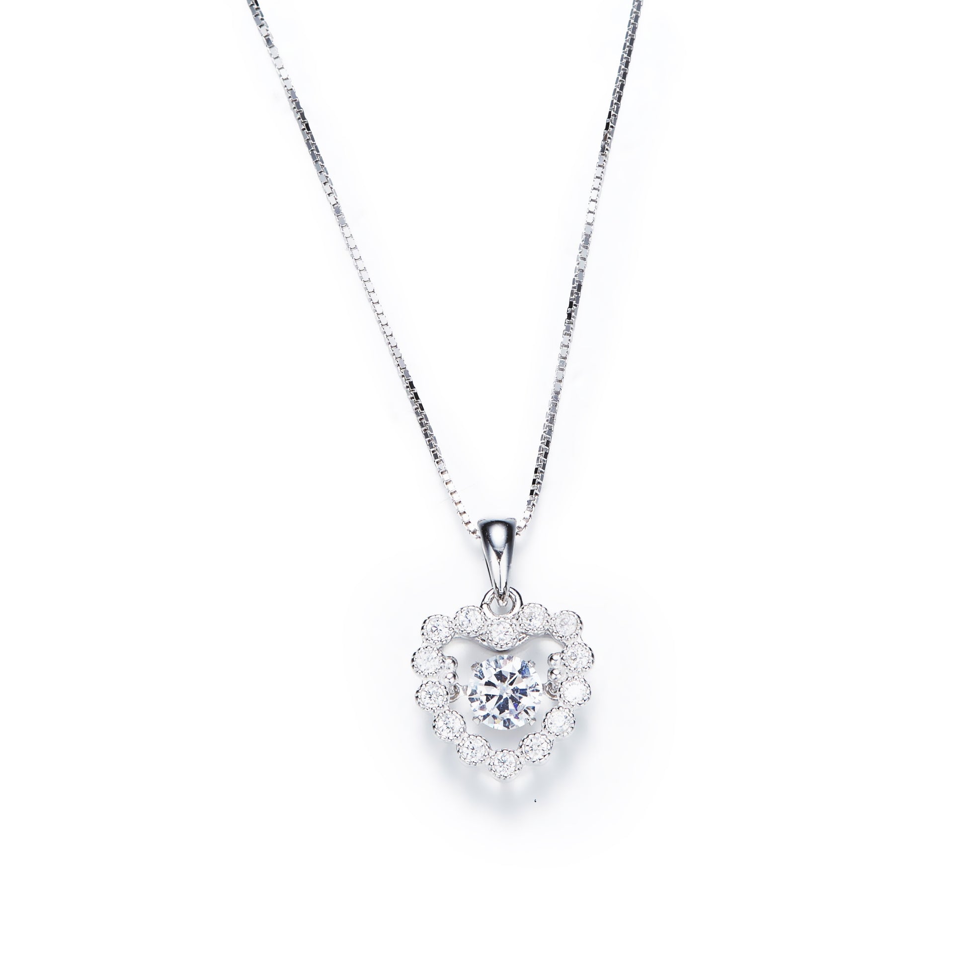 Sterling silver rose dancing crystal heart necklace - CDE Jewelry Egypt