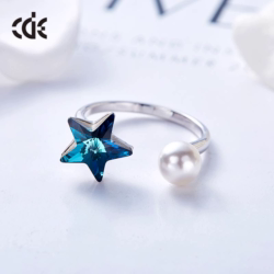 The cute sapphire star with a pearl ring - CDE Jewelry Egypt