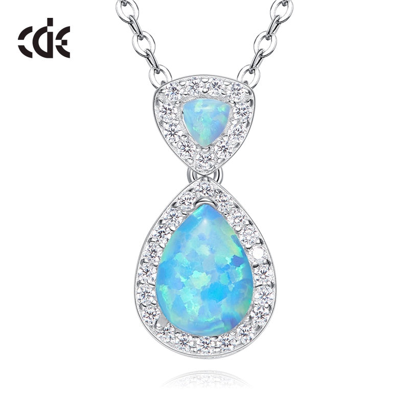 CDE S925 Sterling silver Opal women's necklace - CDE.Jewelry.Eg