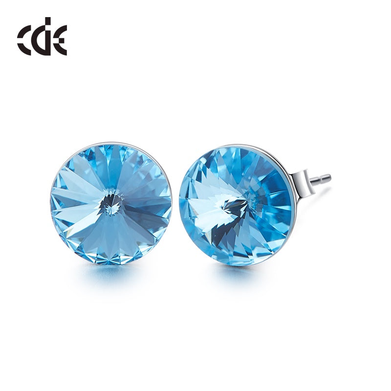 Sterling silver simple one crystal earring - CDE Jewelry Egypt
