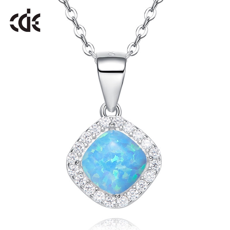 Sterling silver elegant rhombus shape opal necklace - CDE Jewelry Egypt