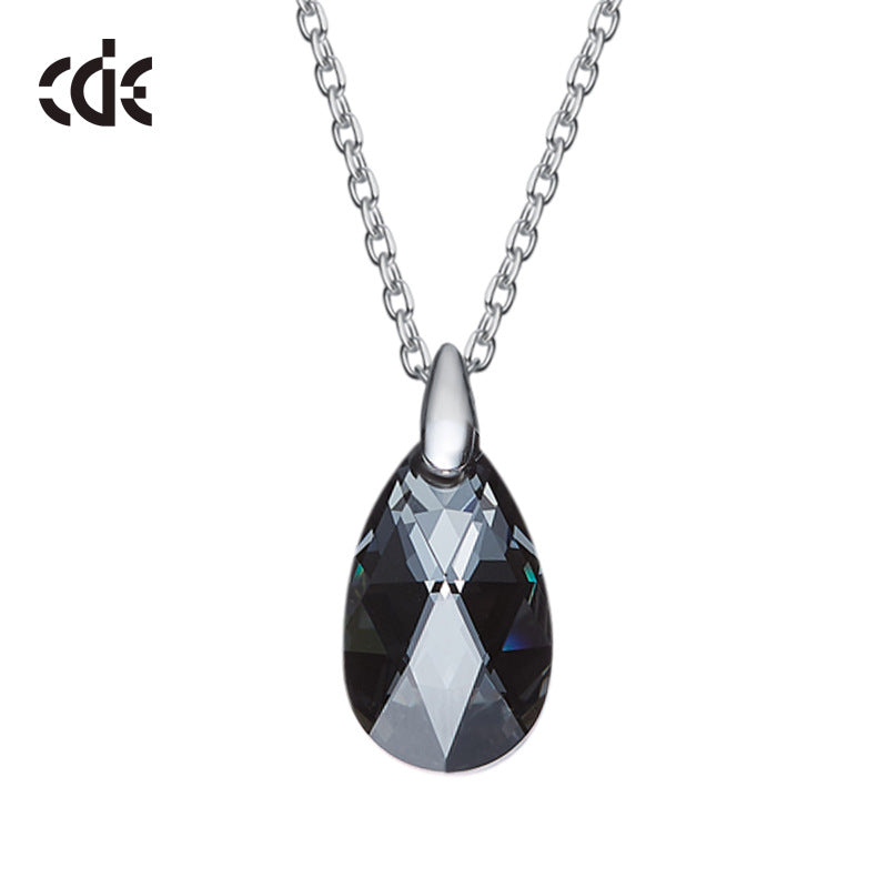 Sterling silver black diamond drop necklace - CDE Jewelry Egypt