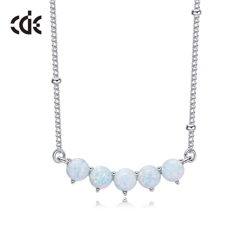 Sterling silver Stacked opal stone necklace - CDE Jewelry Egypt