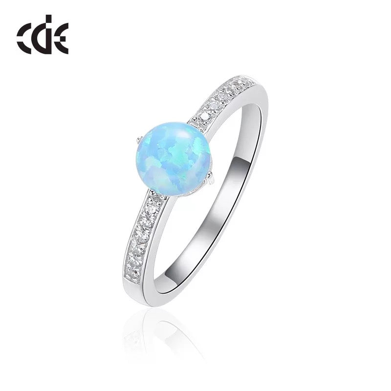 Sterling silver elegant blue opal with little crystals ring - CDE Jewelry Egypt