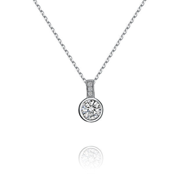 Sterling silver little circular white crystal necklace - CDE.Jewelry.Eg