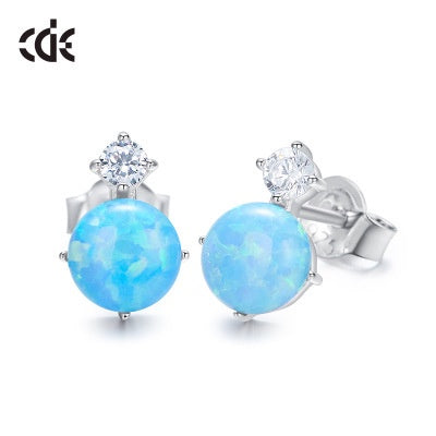 Sterling silver opal with a little crystal earring - CDE Jewelry Egypt