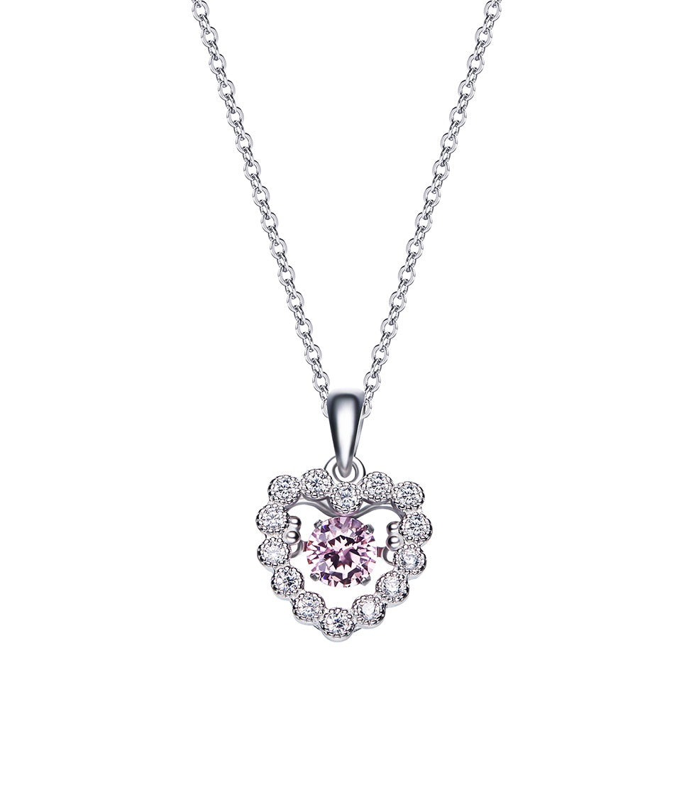 Sterling silver rose dancing crystal heart necklace - CDE Jewelry Egypt
