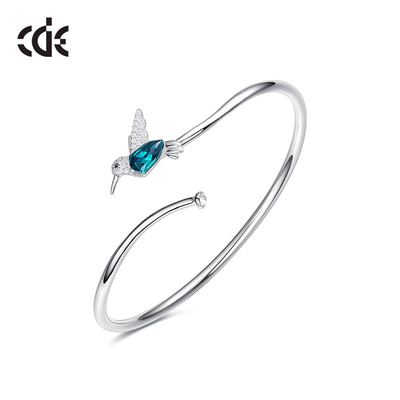 Sterling silver simple Emerald hummingbird bangle - CDE Jewelry Egypt